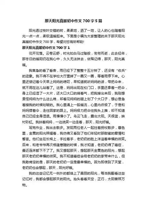 那天阳光真暖初中作文700字5篇