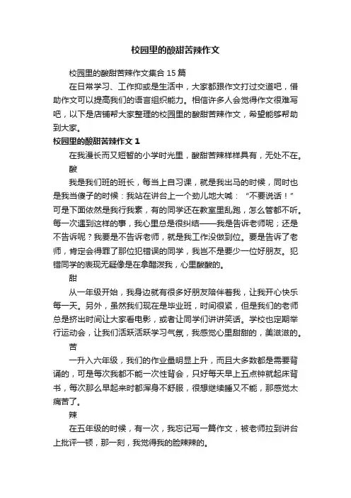 校园里的酸甜苦辣作文