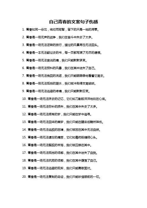 自己青春的文案句子伤感