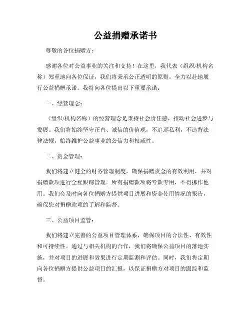 公益捐赠承诺书