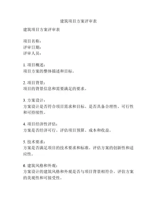 建筑项目方案评审表