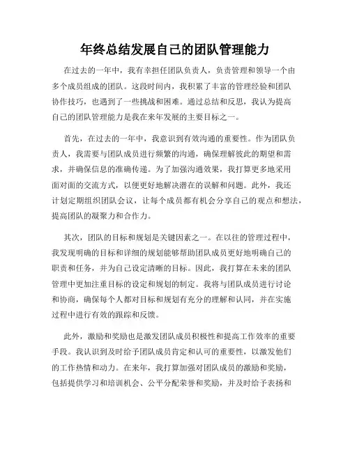 年终总结发展自己的团队管理能力