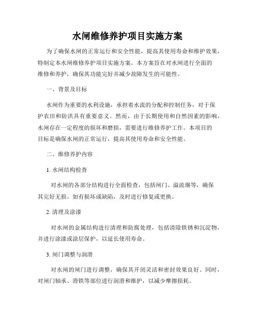 水闸维修养护项目实施方案