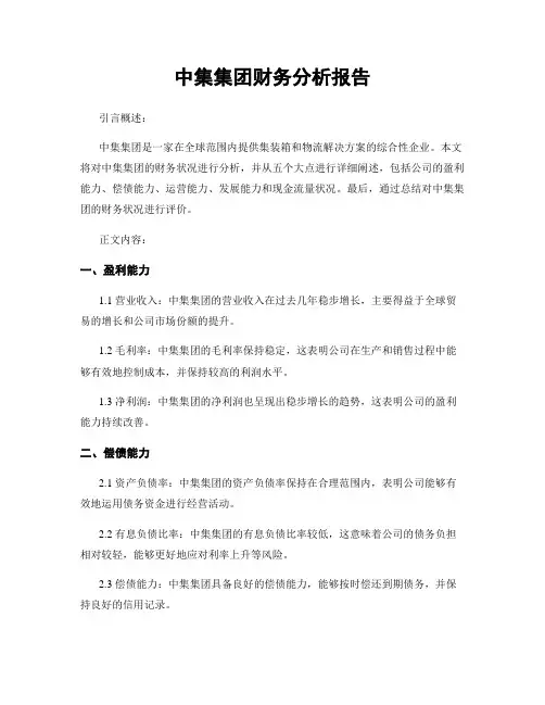 中集集团财务分析报告