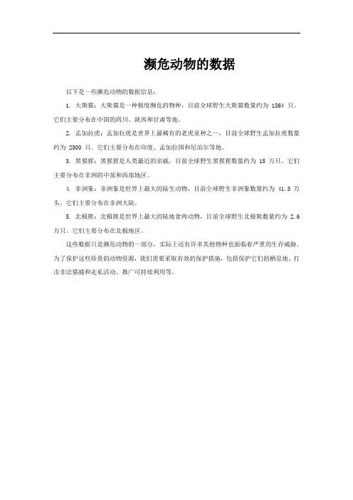 濒危动物的数据