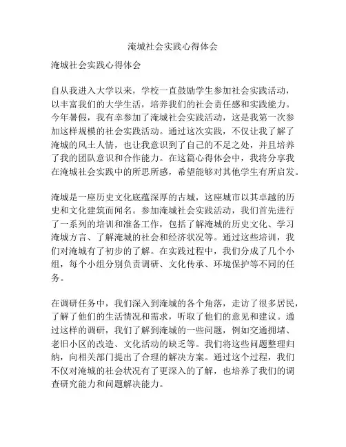 淹城社会实践心得体会