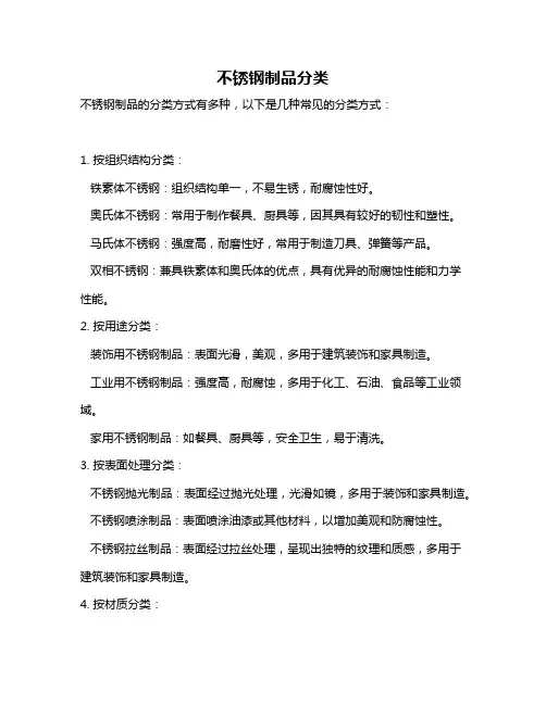 不锈钢制品分类