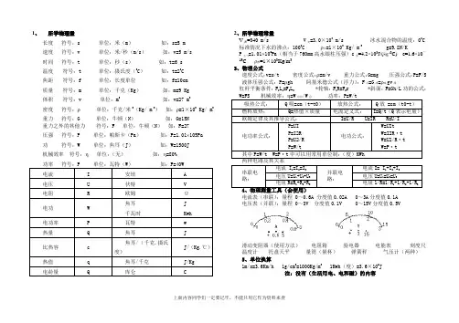 初中物理知识点总结(北师大版)
