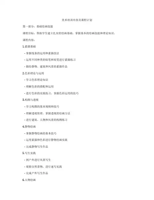 美术培训内容及课程计划