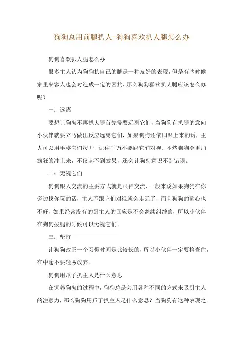 狗狗总用前腿扒人-狗狗喜欢扒人腿怎么办