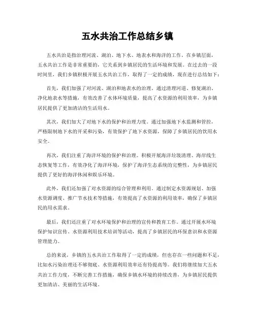 五水共治工作总结乡镇