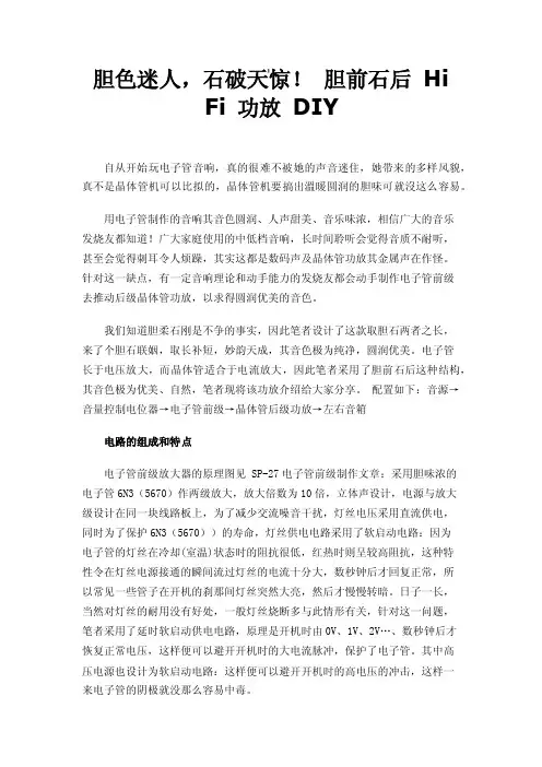 胆色迷人，石破天惊！胆前石后HiFi功放DIY