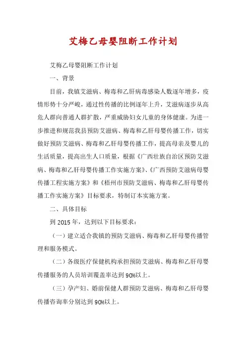 艾梅乙母婴阻断工作计划