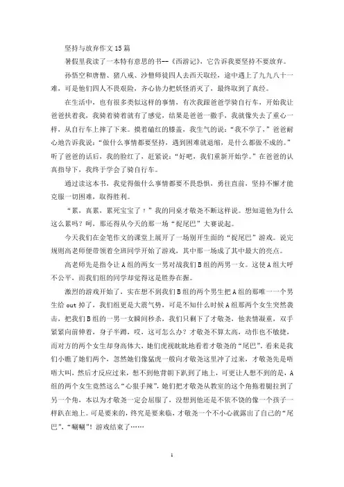 坚持与放弃作文15篇(精选)