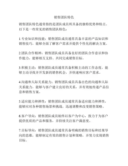 销售团队特色