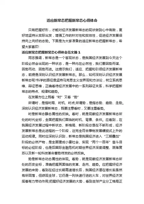 适应新常态把握新常态心得体会