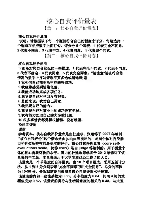 核心自我评价量表