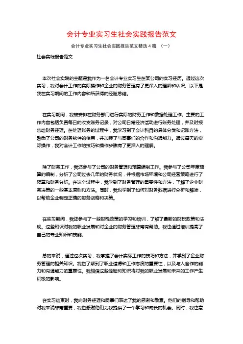 会计专业实习生社会实践报告范文4篇