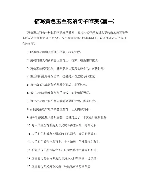 描写黄色玉兰花的句子唯美(精选2篇)