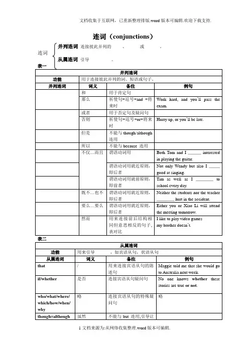 中考英语连词专项训练含答案