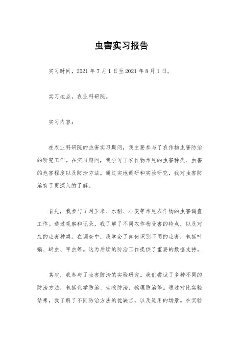 虫害实习报告