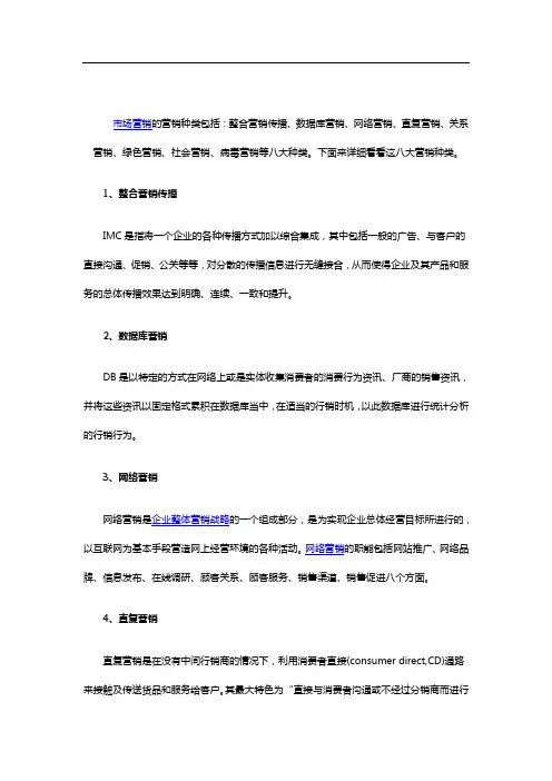 市场营销的营销种类