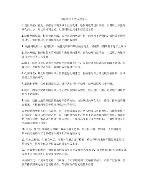 网版制作工艺流程介绍