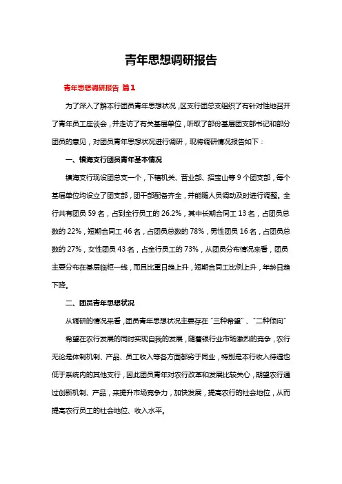青年思想调研报告