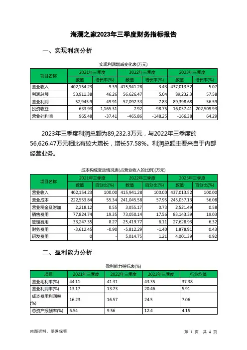 600398海澜之家2023年三季度财务指标报告