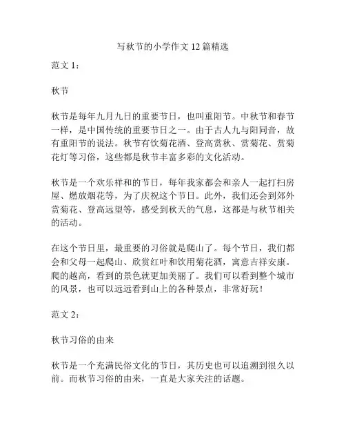 写秋节的小学作文12篇精选