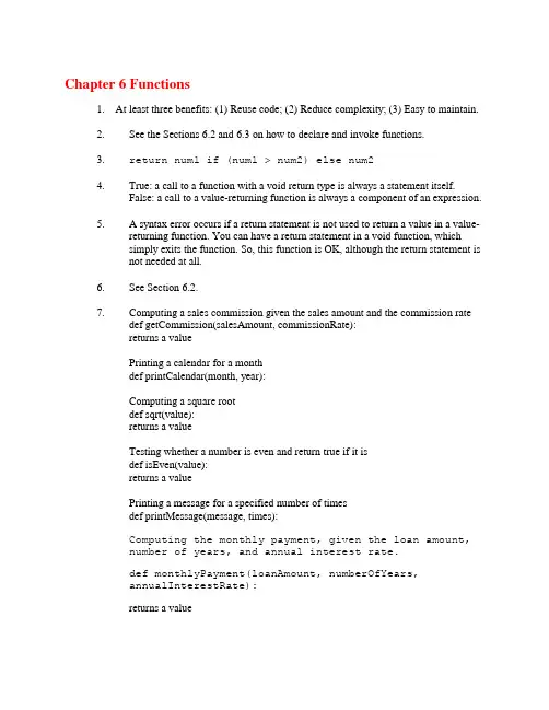 Python语言程序设计(美-梁勇)第6章习题解答(英文)