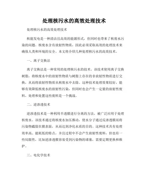  处理核污水的高效处理技术