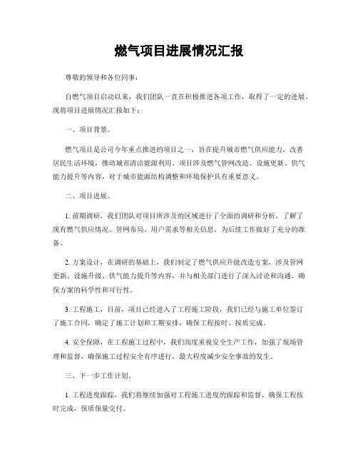 燃气项目进展情况汇报