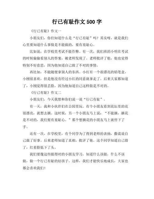 行已有耻作文500字