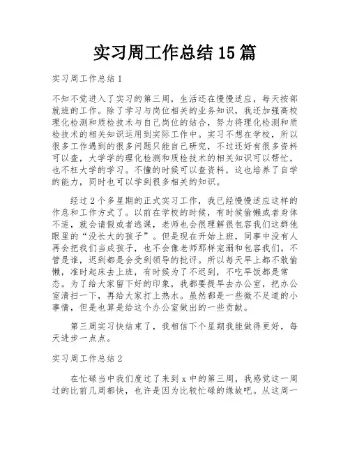 实习周工作总结15篇