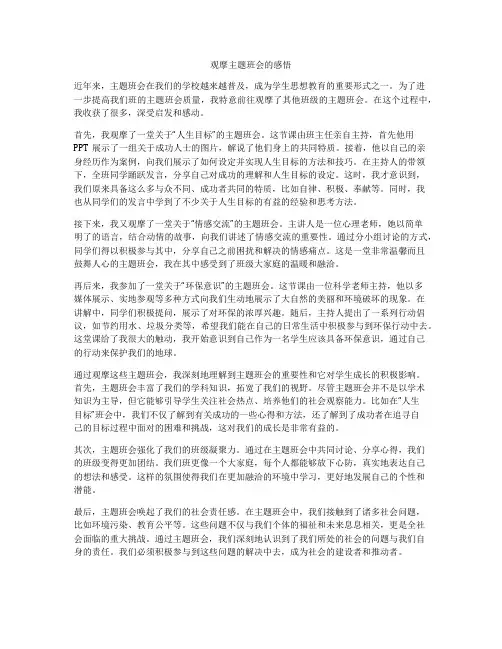 观摩主题班会的感悟