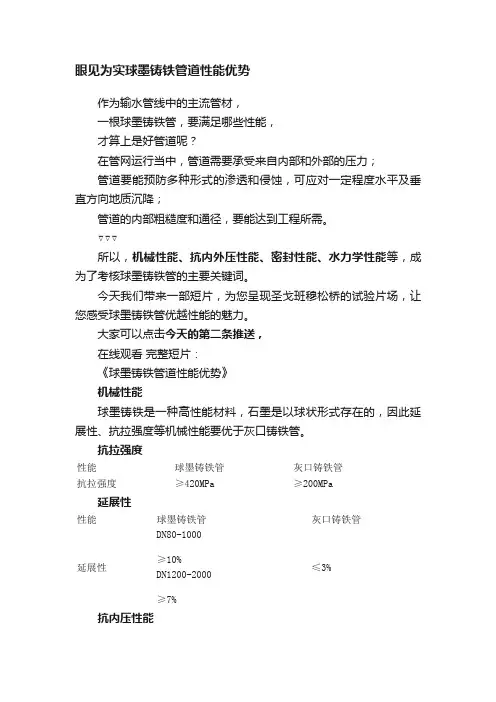 眼见为实球墨铸铁管道性能优势