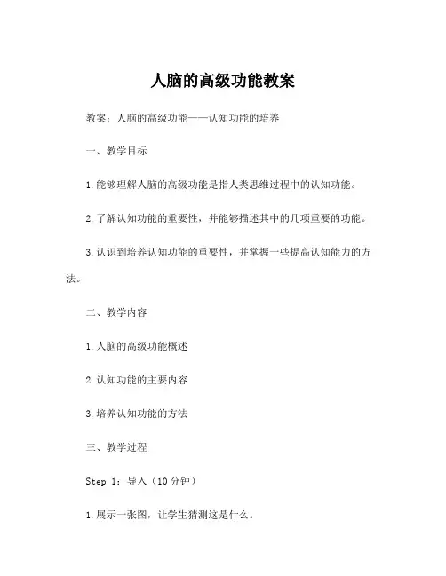人脑的高级功能教案