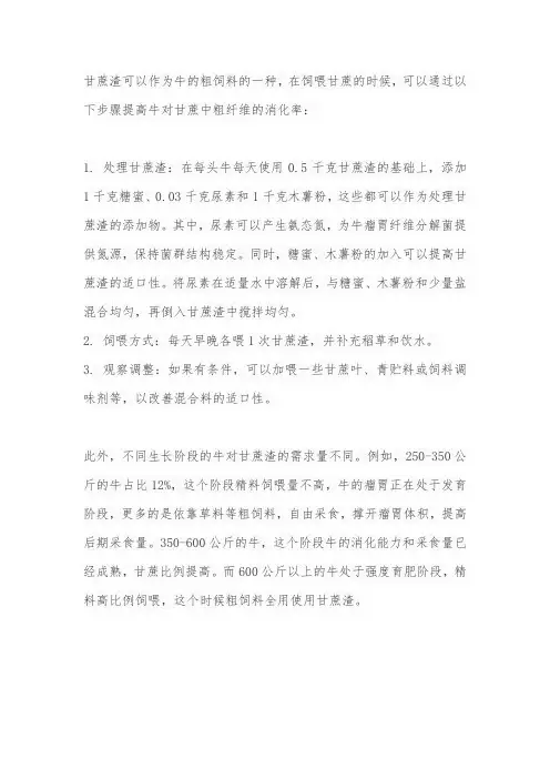 甘蔗渣喂牛的具体方法