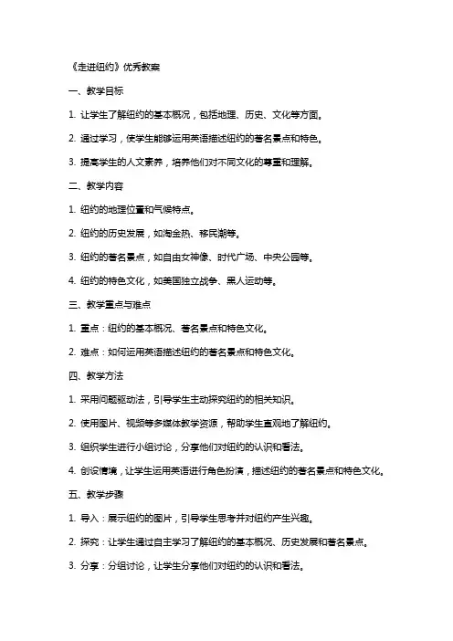 《走进纽约》优秀教案