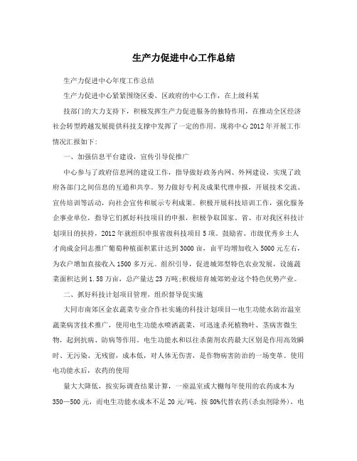 生产力促进中心工作总结