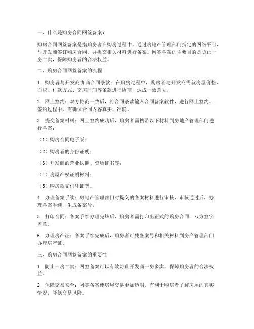 购房合同网签备案手续