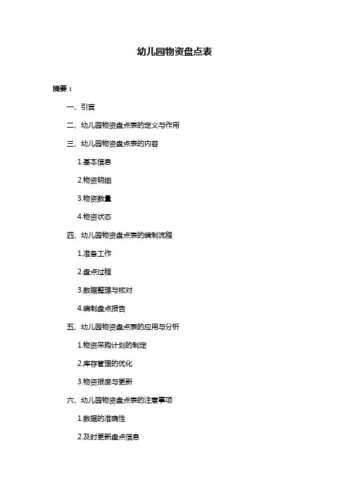 幼儿园物资盘点表