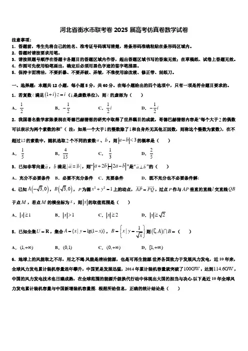 河北省衡水市联考卷2025届高考仿真卷数学试卷含解析