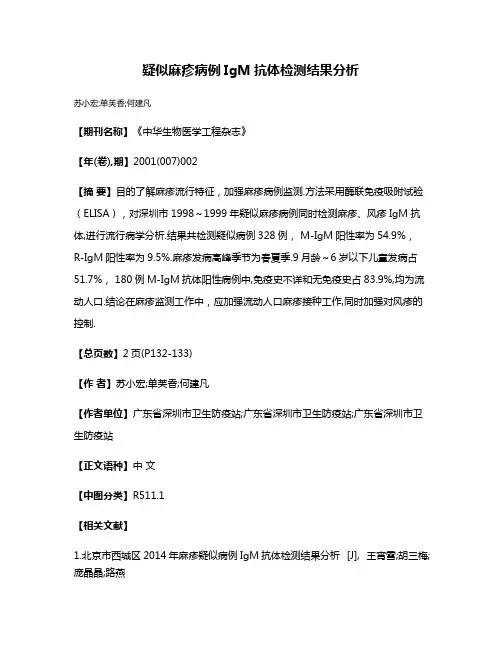 疑似麻疹病例IgM抗体检测结果分析