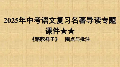 2025年中考语文一轮复习名著导读专题课件《骆驼祥子》课件(共31张PPT)