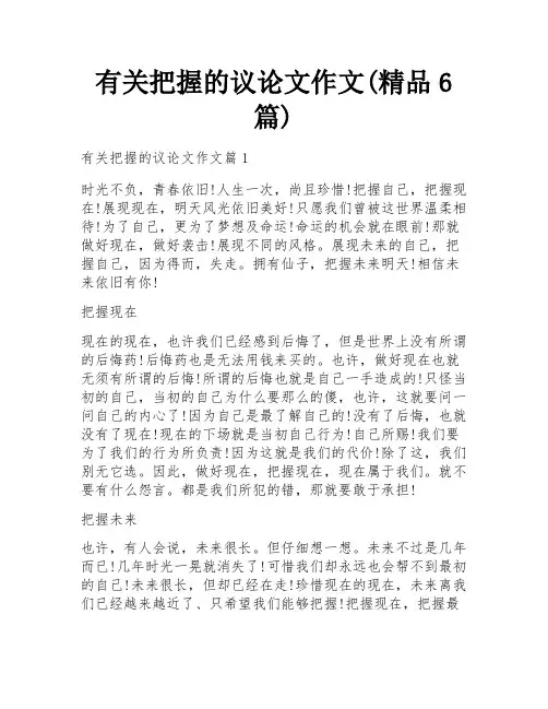 有关把握的议论文作文(精品6篇)