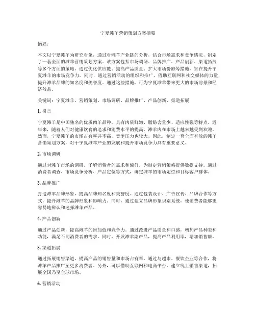 宁夏滩羊营销策划方案摘要
