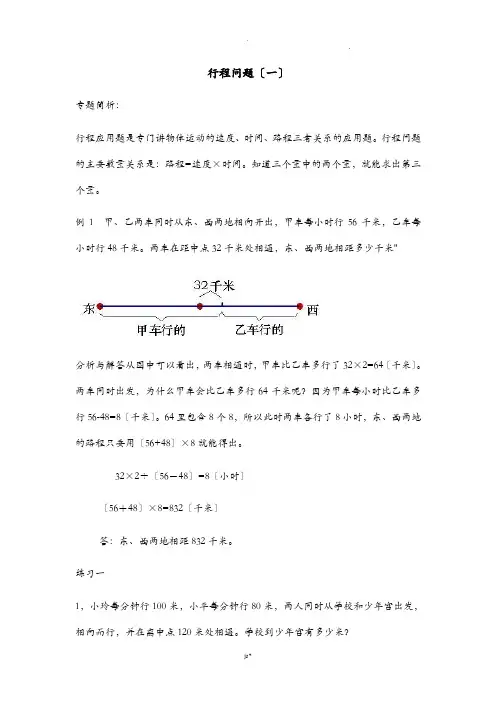 五年级行程问题经典例题