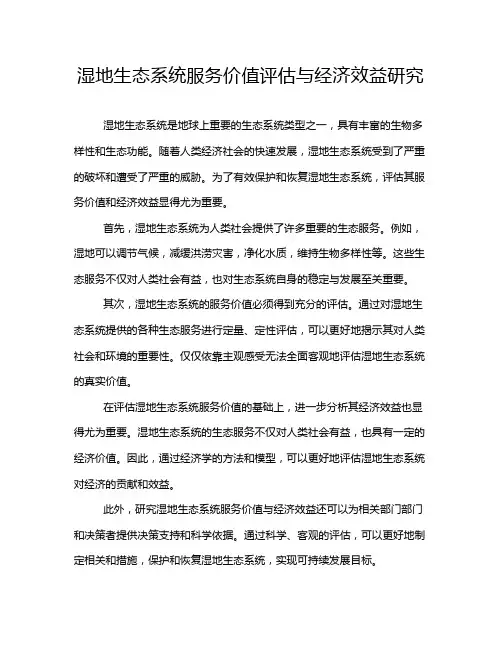 湿地生态系统服务价值评估与经济效益研究